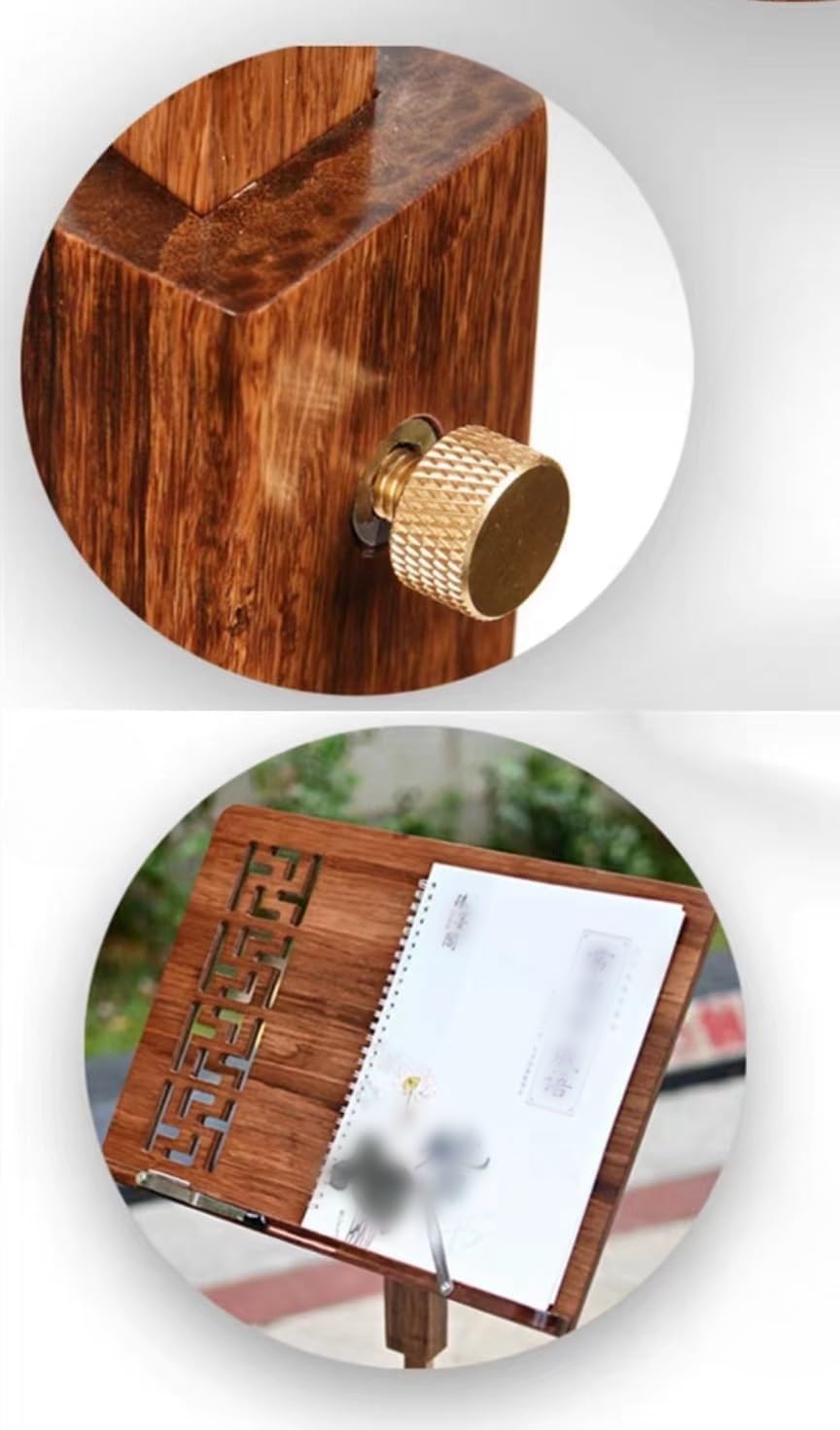 Atril de bambú para partituras, plegable y ajustable en altura con amplia placa de madera para músicos, directores, guitarras, violín, piano, ukelele