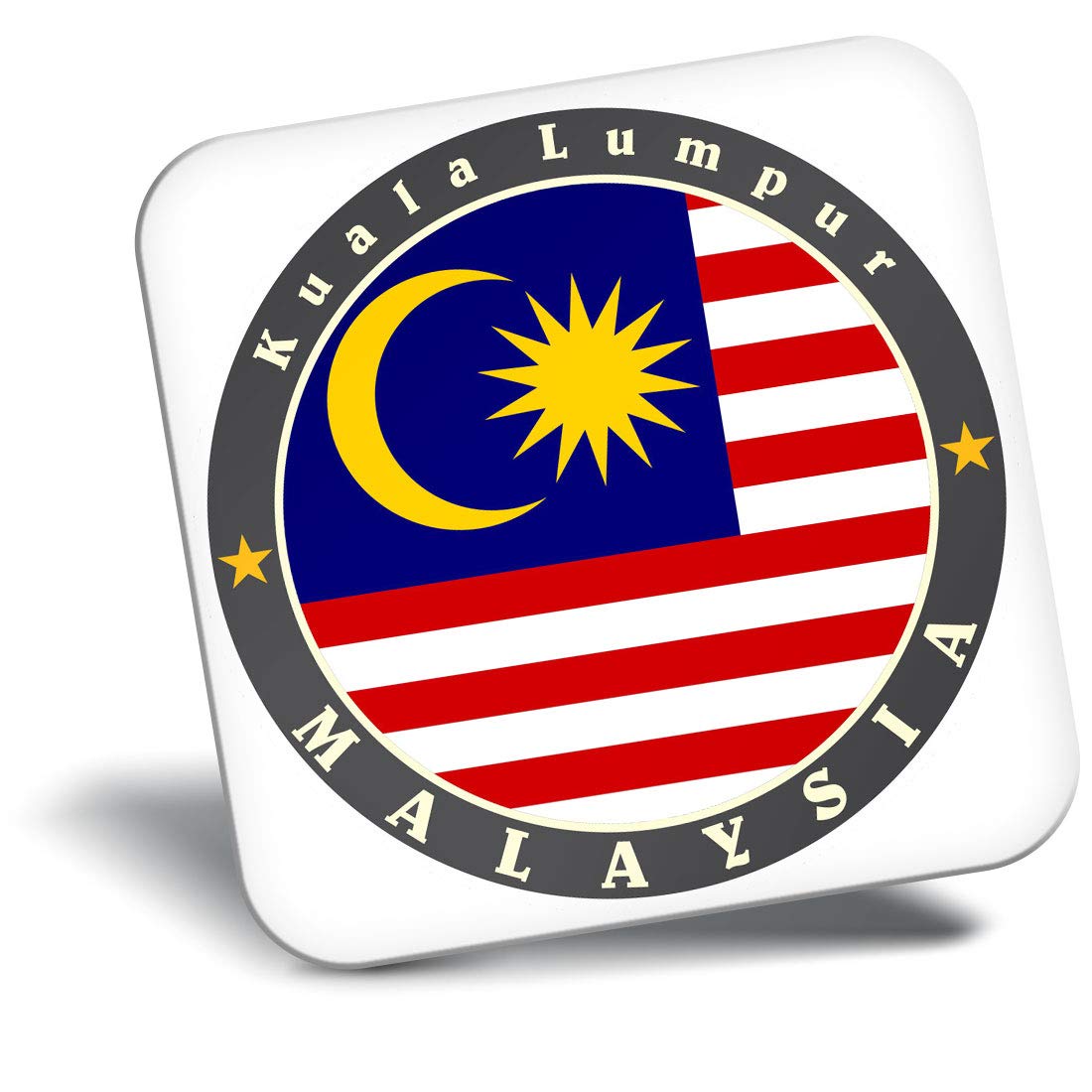 Destination Vinyl Ltd Multicolor Fridge Magnet - Malaysia Kuala Lumpur Travel Flag 5634