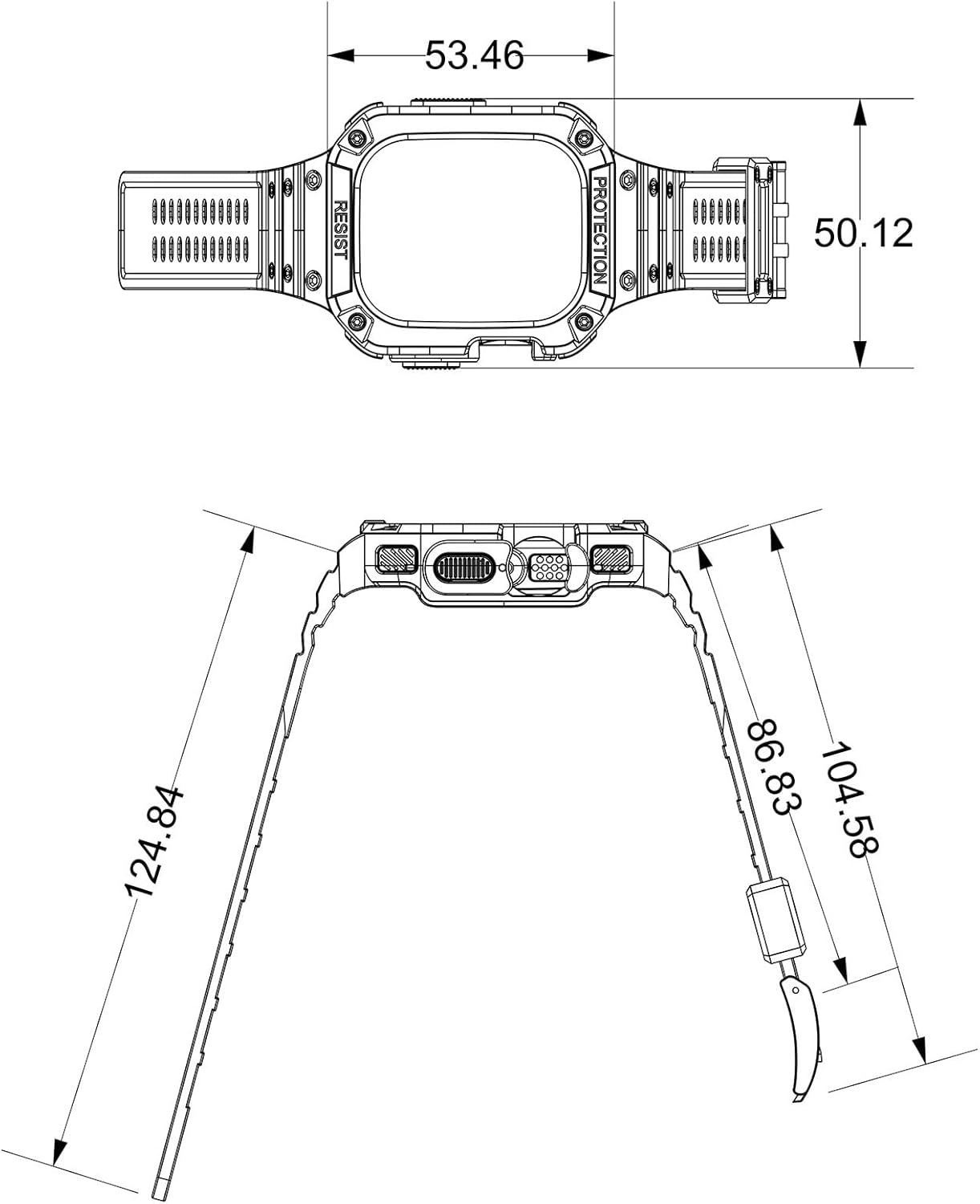 Sport Case and Band Compatible with Apple Watch Ultra 1 2 49mm,Protective Case Strap Rugged Protect Wristbands For Men Women