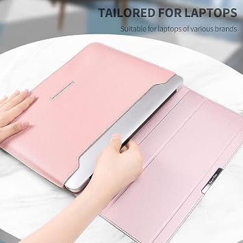11-17 Inch Universal Multi-Function Waterproof Notebook Bag, 3-in-1 Stand Foldable Laptop Padded Pouch, Portable Computer Stand with Mouse Pouch (Brown,16/17 inch)