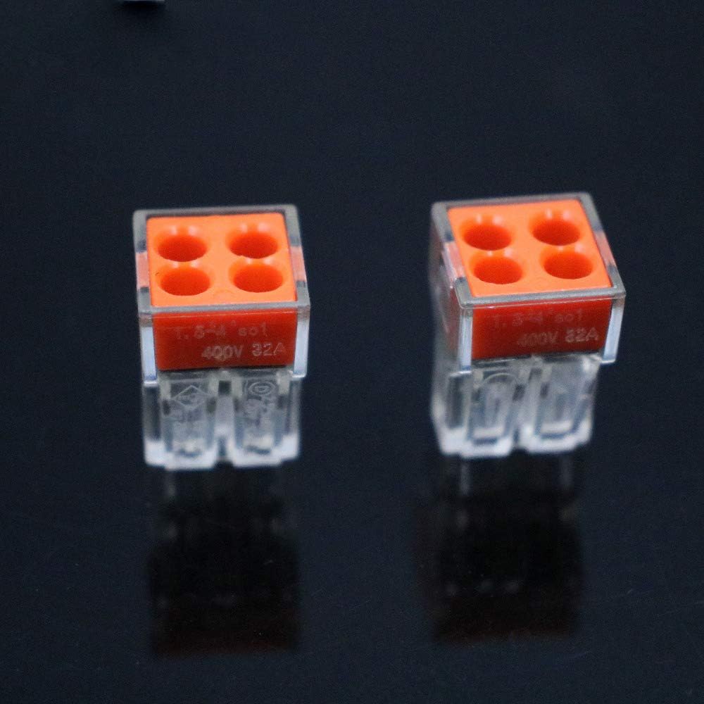 50Pcs PCT104 773-104 Push Wire Wiring Connector for Junction Box 4 pin Conductor Terminal Block Wire Connector