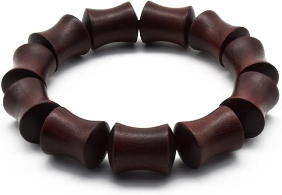 Zen Dear Unisex Natural African Blood Red Sandalwood Prayer Beads Tibetan Buddhism Mala Bracelet Necklace 15mm x 20mm Bamboo x 11 Beads