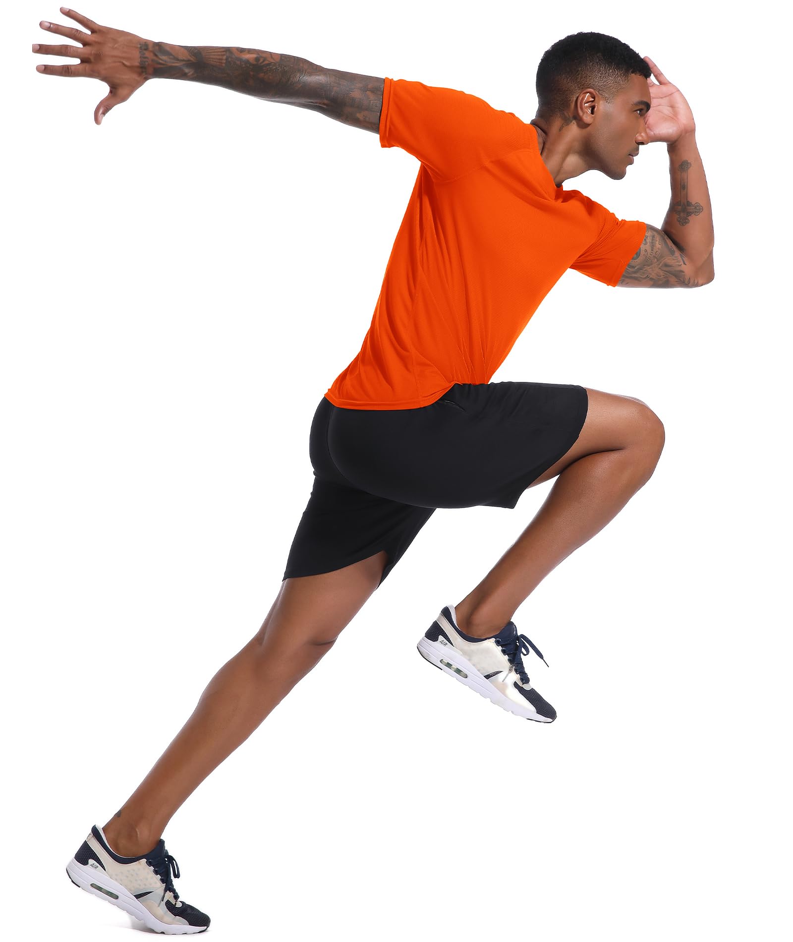 Holure Chemise d'entraînement à manches courtes en maille pour homme