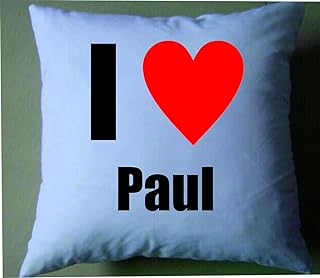 I Love Paul Housse de coussin rétro shabby chic