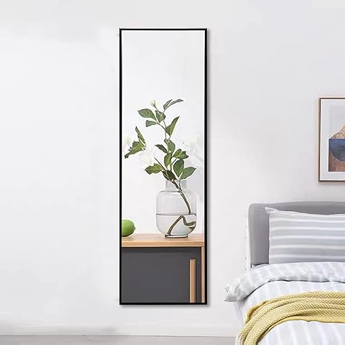 Miniatura 6 de FLYMUHJIA Espejo de pared de cuerpo completo de cuerpo completo espejo de pie con marco delgado de aleación de aluminio para dormitorio sala de
