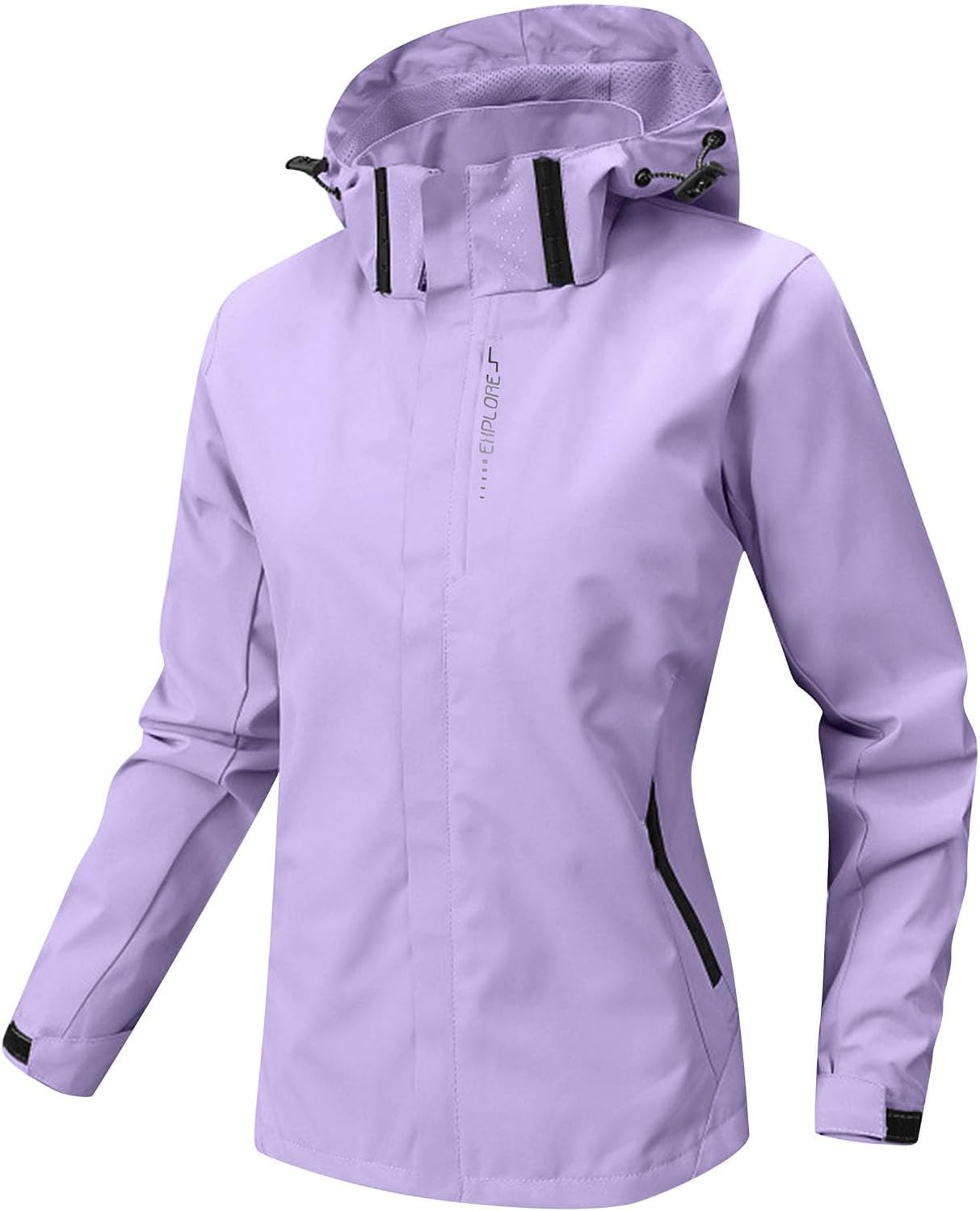 YRAETENM Women's Rain Jackets Waterproof Lightweight Hooded Raincoat Outdoor Softshell Windbreaker Travel Hiking Jackets