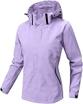 YRAETENM Women's Rain Jackets Waterproof Lightweight Hooded Raincoat Outdoor Softshell Windbreaker Travel Hiking Jackets