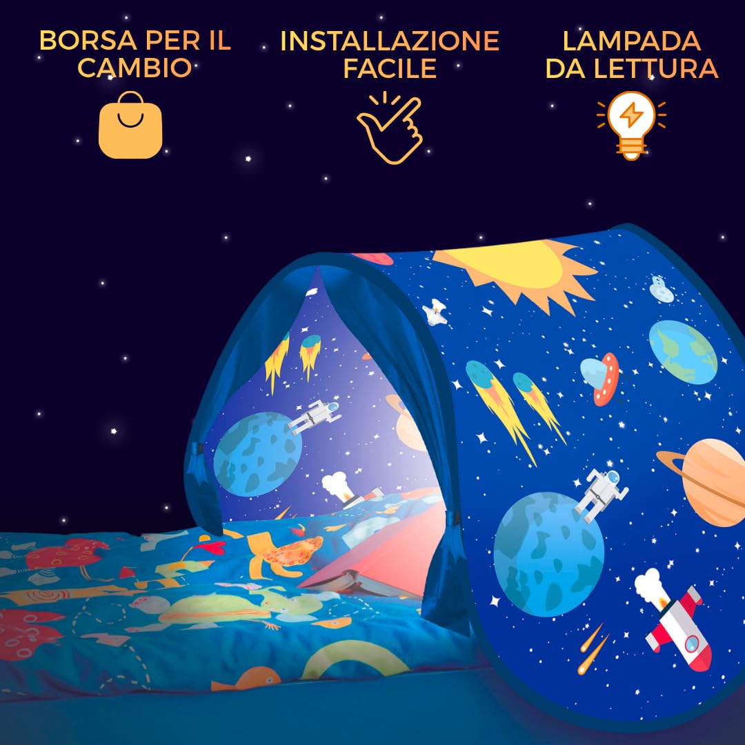 STARLYF Namiot do spania (zestaw 2 sztuk) zasłona do sypialni dla dzieci, magiczna kryjówka przeciw ciemności z lampką do czytania, łatwy montaż, idealna do pokoju dziecięcego (różowy + niebieski, 1