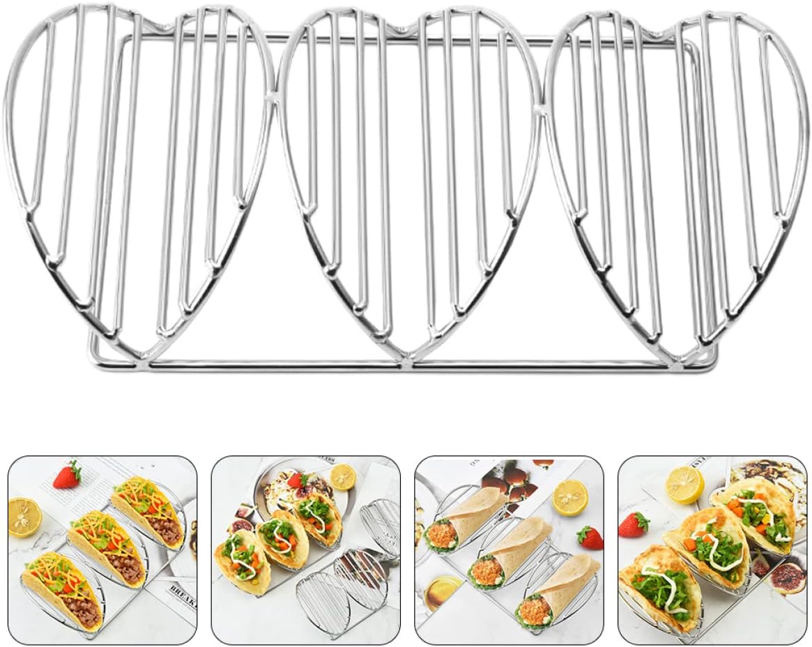 Holders Heart Home Wave Cm* cm* cm Shaped Mexican Stand Silver Burritos Household Pie Baking Dish Tray Plate Chicken Holds to Mexico Metal Tacos Parties Steel Kitchen Love Stand (Color : Silver