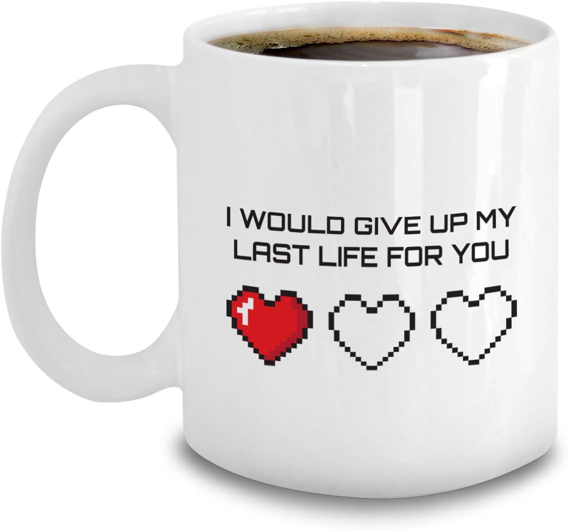 Gamers Coffee Mug Last Life Pixel Heart Gifts For Video