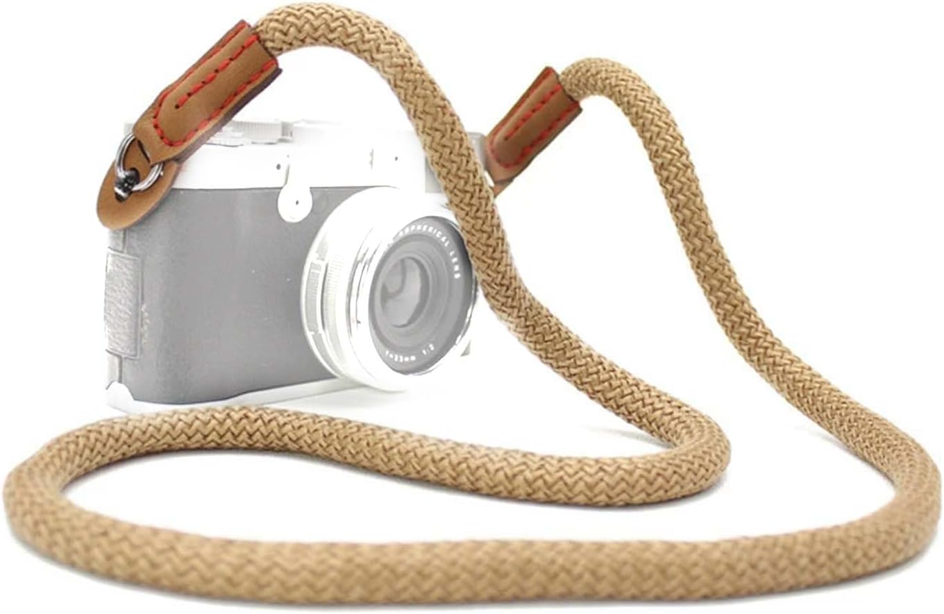 Adjustable Rope Camera Neck Strap – Braided Shoulder Strap with Secure O-Ring & Soft Leather Pad for DSLR, Mirrorless, and Digital Cameras