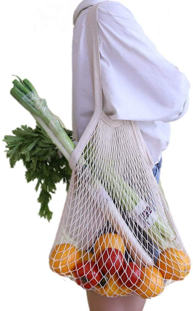 Sponsored Ad – ELECDON Reusable Produce Cotton Mesh Bag - Natural Cotton Net String Shopping Tote Bag,Long Handle,2PC