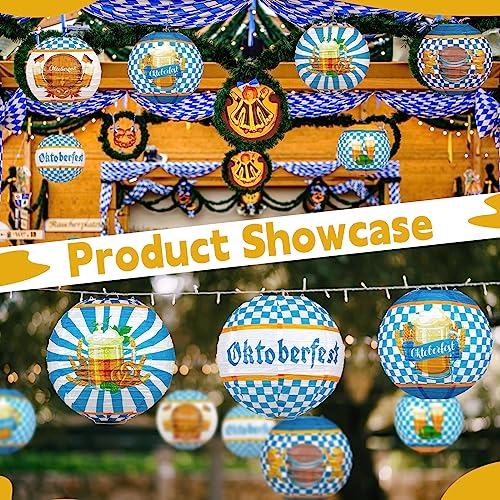 Image of Panelee 12 Pcs Oktoberfest Paper Lanterns Oktoberfest Party Decorations 8 Inch Beer Hanging Round Paper Lanterns for Indoor Outdoor Party Decorations Supplies