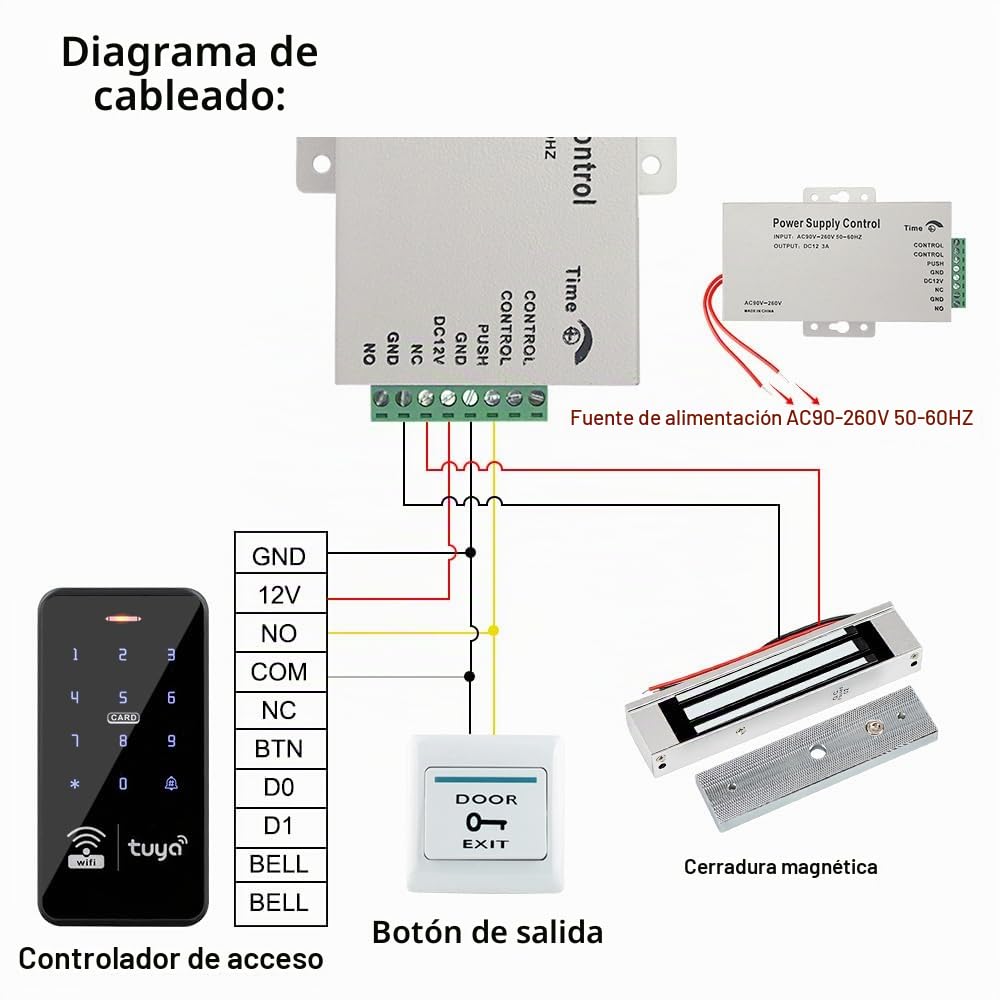 Tuya - Kit de sistema de control de acceso impermeable para exteriores, inalámbrico, WiFi, RFID, teclado de contraseña, controlador de retroiluminación táctil + 15 llaveros de 125 kHz +