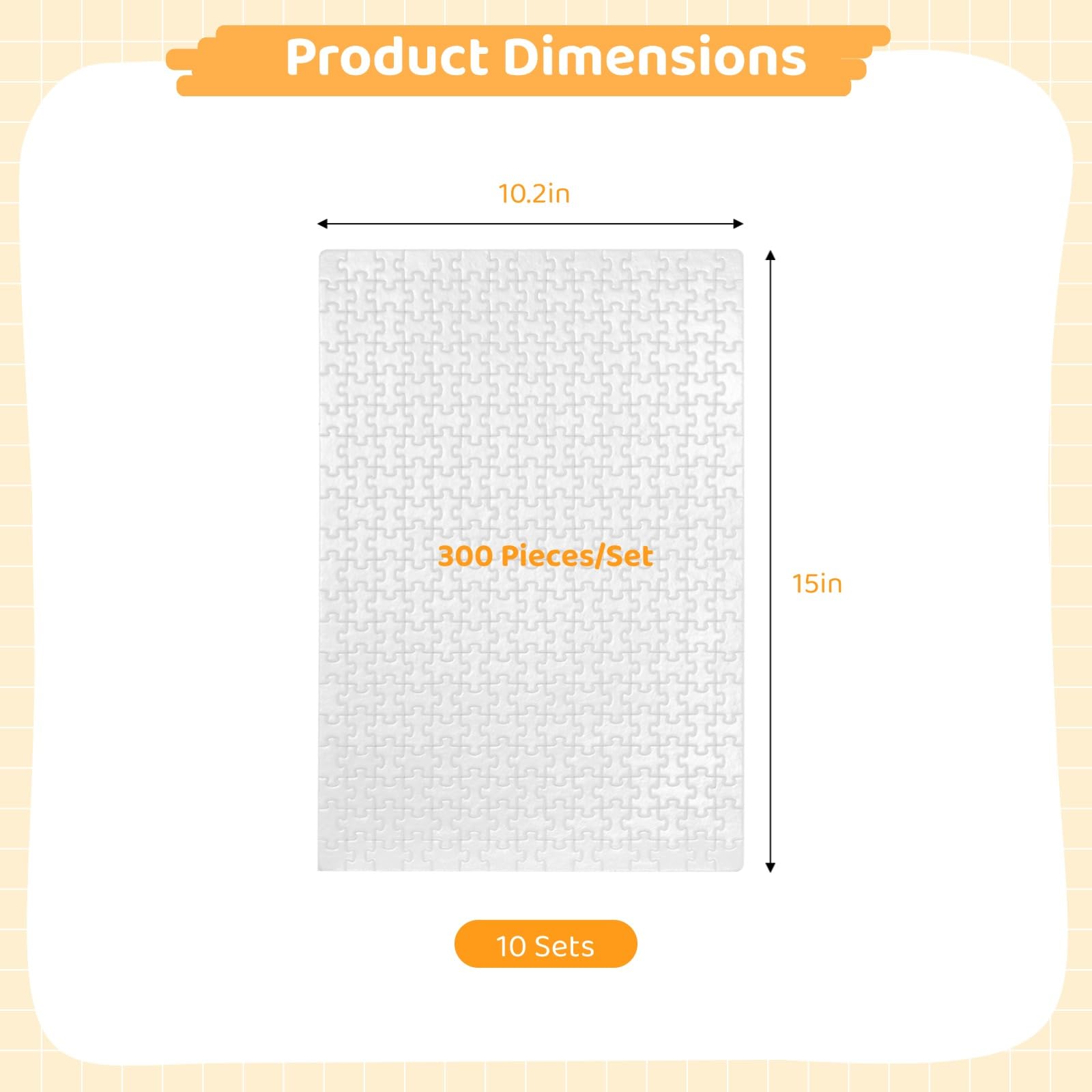 10 Sets Blanko-Sublimationspuzzles, 10,2 x 15 Zoll, 300-Teile weiße Puzzles für Heat-Transfer-Druck, Leere Puzzles zum DIY-Selbstgestalten, für Fotos, Bilder und Geschenkideen