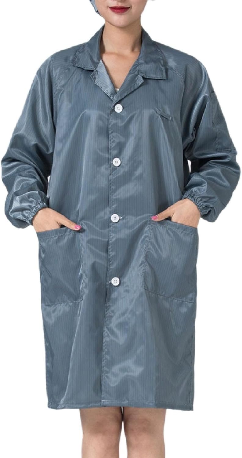 12 Pack Gray Lab Coats with Hat, Dustproof Workwear for Laboratory, Food Processing, Cleanroom, and Industrial Use