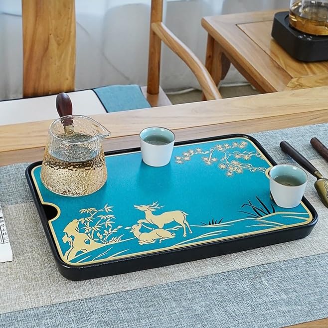 Bandeja De Té Bandeja de té Rectangular for el hogar, Mesa de té de cerámica China for Almacenamiento de Agua en la Sala de Estar, Bandeja for té de mar Bandeja Decorativa(B)