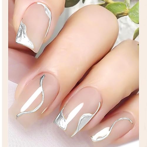 Miniatura 3 de Esmalte de uñas de gel de metal de espejo plateado metálico, esmalte de uñas de gel pintado brillante, pintura de dibujo, arte de uñas de gel UV, 1