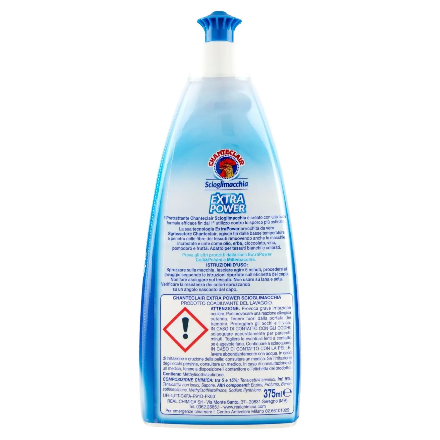 4x Chanteclair Scioglimacchia Extra Power Flüssiger Fleckenentferner gegen hartnäckige Flecken, mit echtem Entfetter, wirksam bei der ersten Wäsche, 375ml + Beni Culinari Kostenloser Schlüsselanhänger