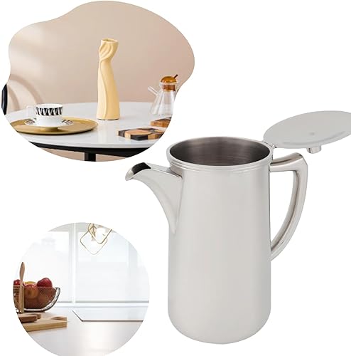 Miniatura 11 de Jarra de acero inoxidable con asa, jarra de agua aislada para bebidas frías de 60.35 onzas / 1.8 litros, hervidor de agua de gran capacidad con tapa