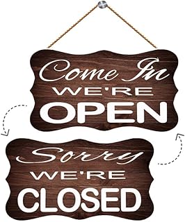 Wooden Decor Signs Open Sorry Closed Wood Business Hours Of Operation Sign Two Sided Decor Sign Hanging Wood Sign Home Decorative, Rustic Farmhouse Wood Sign Decor Wall Art 12X6 In