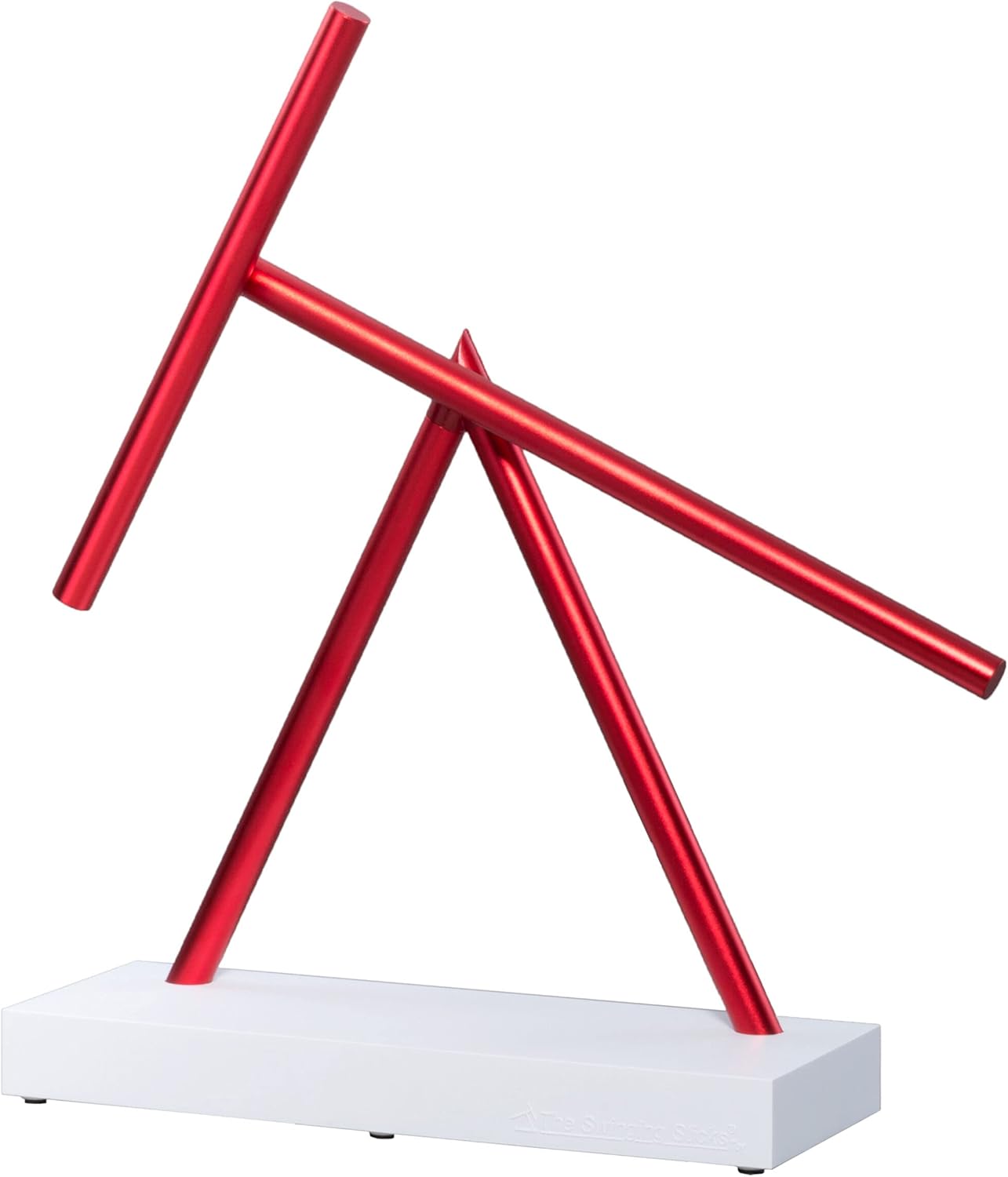 The Swinging Sticks Kinetic Energy Sculpture - Desktop Toy Version (White/Red) : Toys & Games