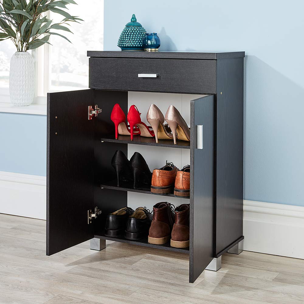 Venetia Door 1 Drawer Shoe Cabinet Colour: Black Size 2