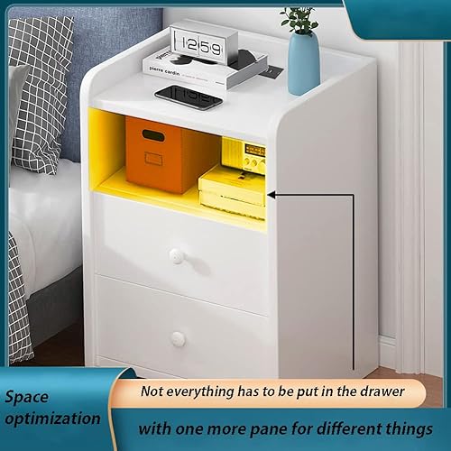 Miniatura 3 de Roozmausy Mesita de noche con cajones, mesita de noche blanca, mesa auxiliar, mesita de noche, armarios de noche, mesa auxiliar auxiliar para