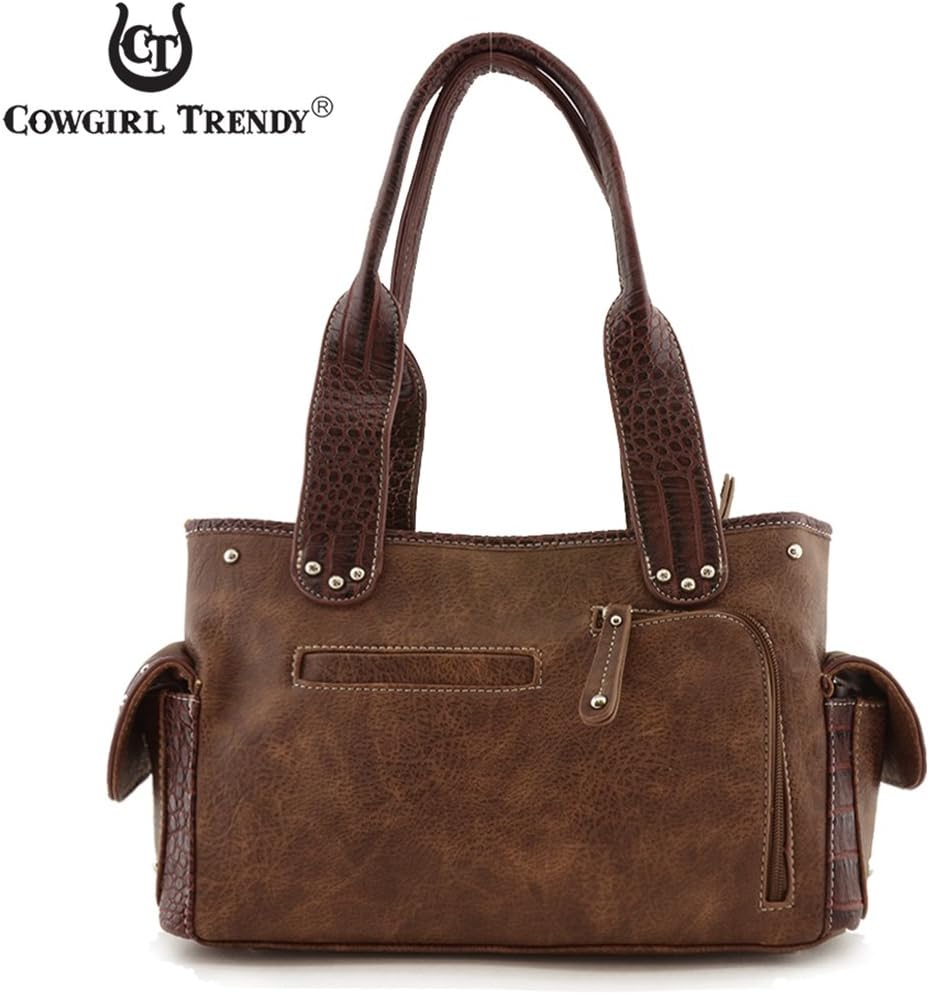 Western Style Concealed Carry Country Fringe Purse Handbag Shoulder Bag Wallet Set Brown