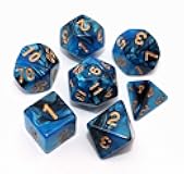 Blue Mix Black Dice DND Polyhedral Dice Set for Dungeon and Dragons D&D RPG Role Playing Games 7-Die Set
