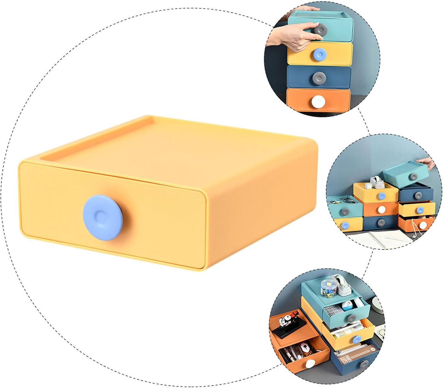 Drawer Type Storage Box PP Yellow for Desktop Cosmetics Organization image 5