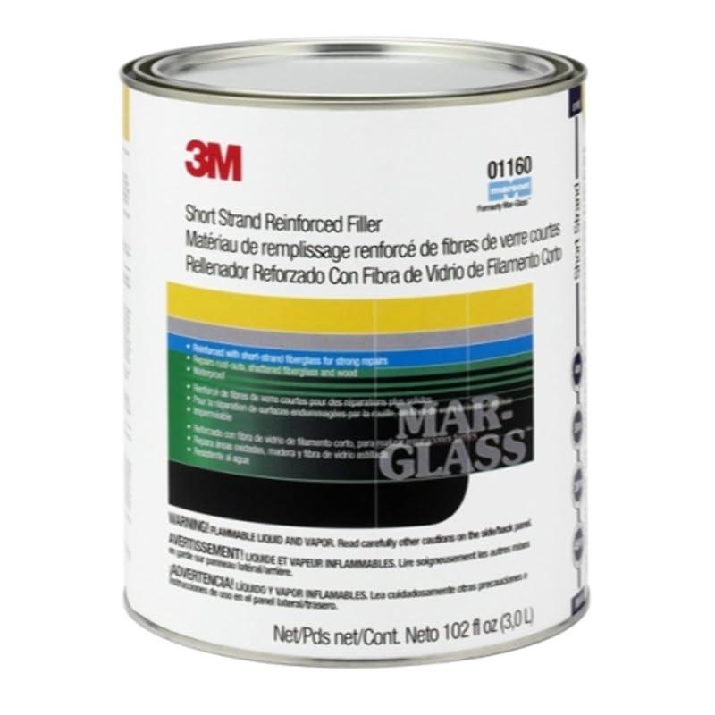 3M Marson MarGlass 01160 Massa para Funilaria Reforçada com Fibra de Vidro, com Endurecedor, 3,785 L