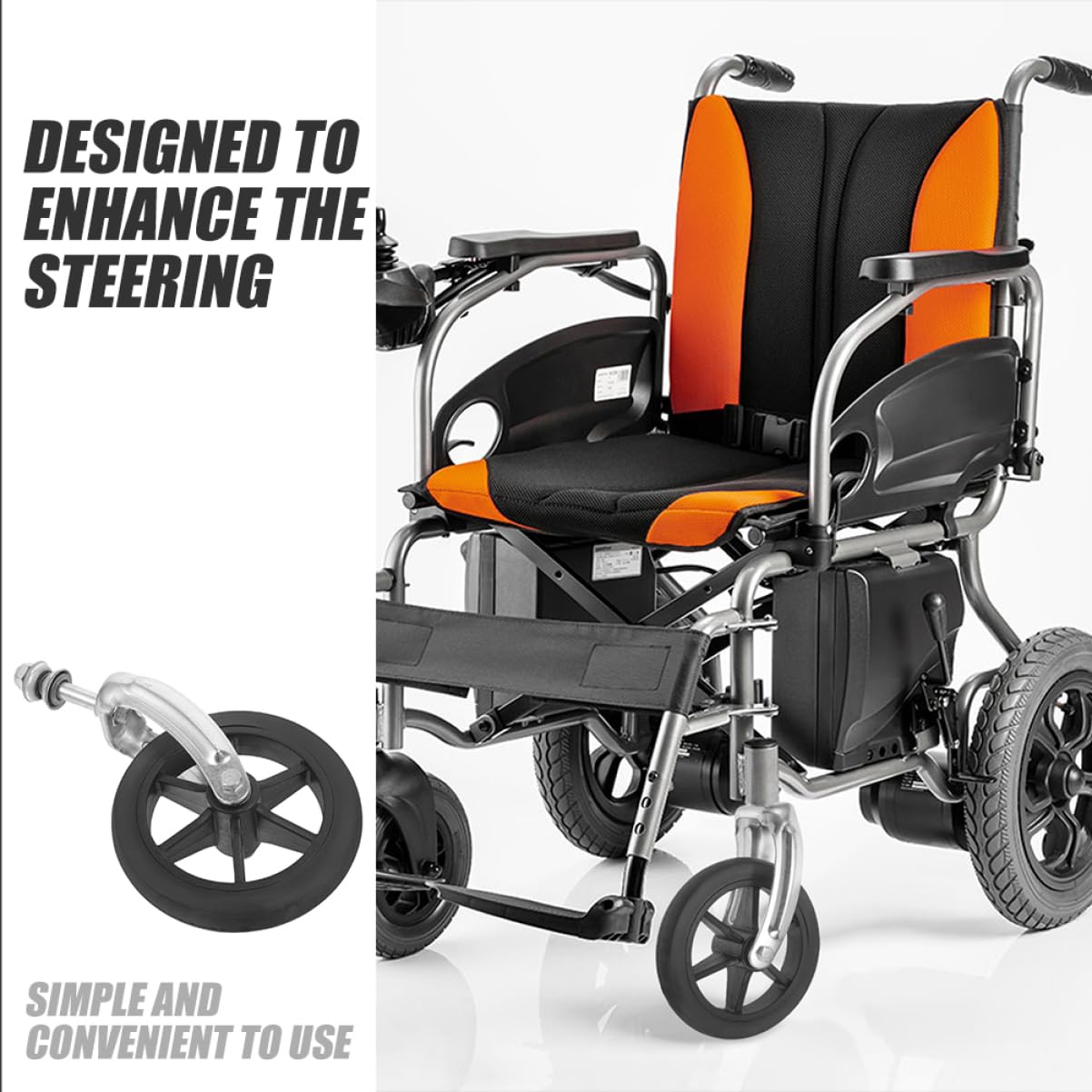 Ruedas Delanteras de Repuesto para Silla de Ruedas con Rodamientos 2 Piezas | Tubo de Acero y Goma, con Soporte Incluido, Recambio para Wheelchair, Mejora la Tracción Desplazamiento