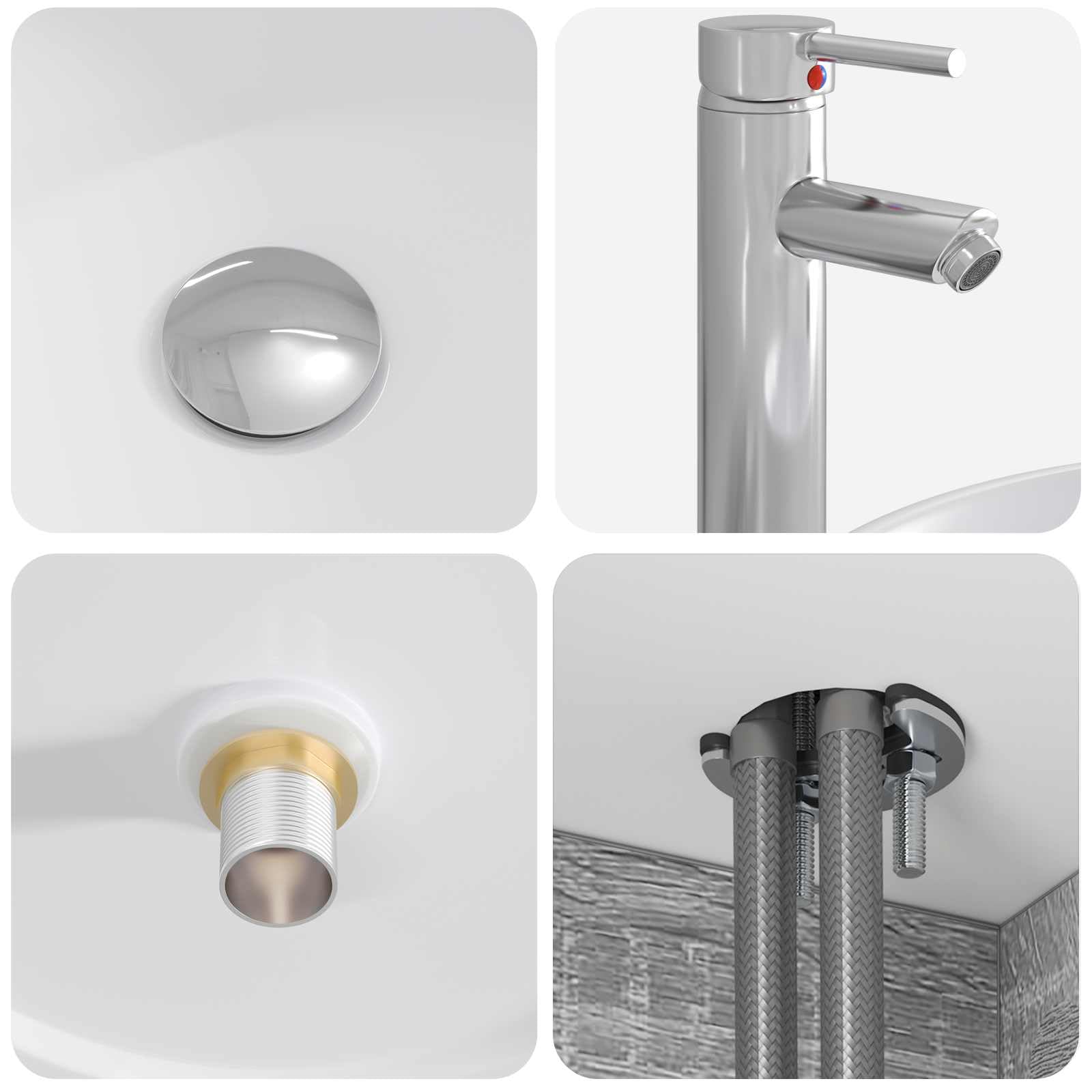 Lavabo de pared Vanity Gris Sonoma de madera 49,5 x 44,5 x 65 cm con lavabo Espacio de almacenamiento debajo del lavabo para baño pequeño