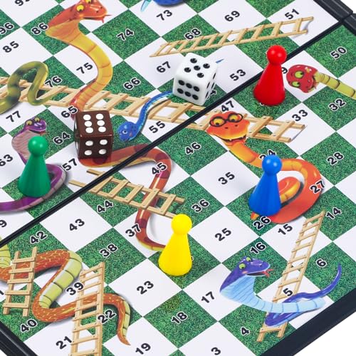 Juego de mesa Snakes and Ladders compacto plegable miniatura 3