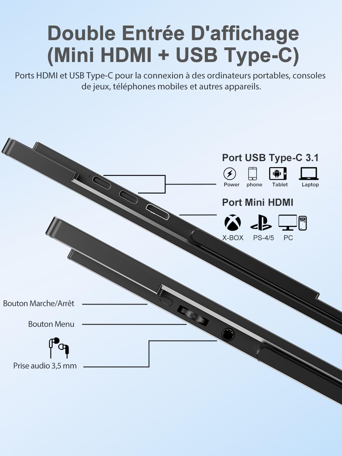 UPERFECT 18,5 Pouces 120Hz Tactile Écran Portable, Full HD 1080P 100% sRGB