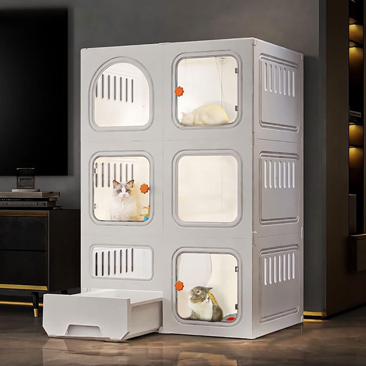 asdchZen Cat House Cat Cages Playpen,Cat Cabinet Semi-Enclosed,Cat Cage Indoor,Small Animal Cage,Detachable Outdoor Cat Enclosures For Cat And Small Animals,A