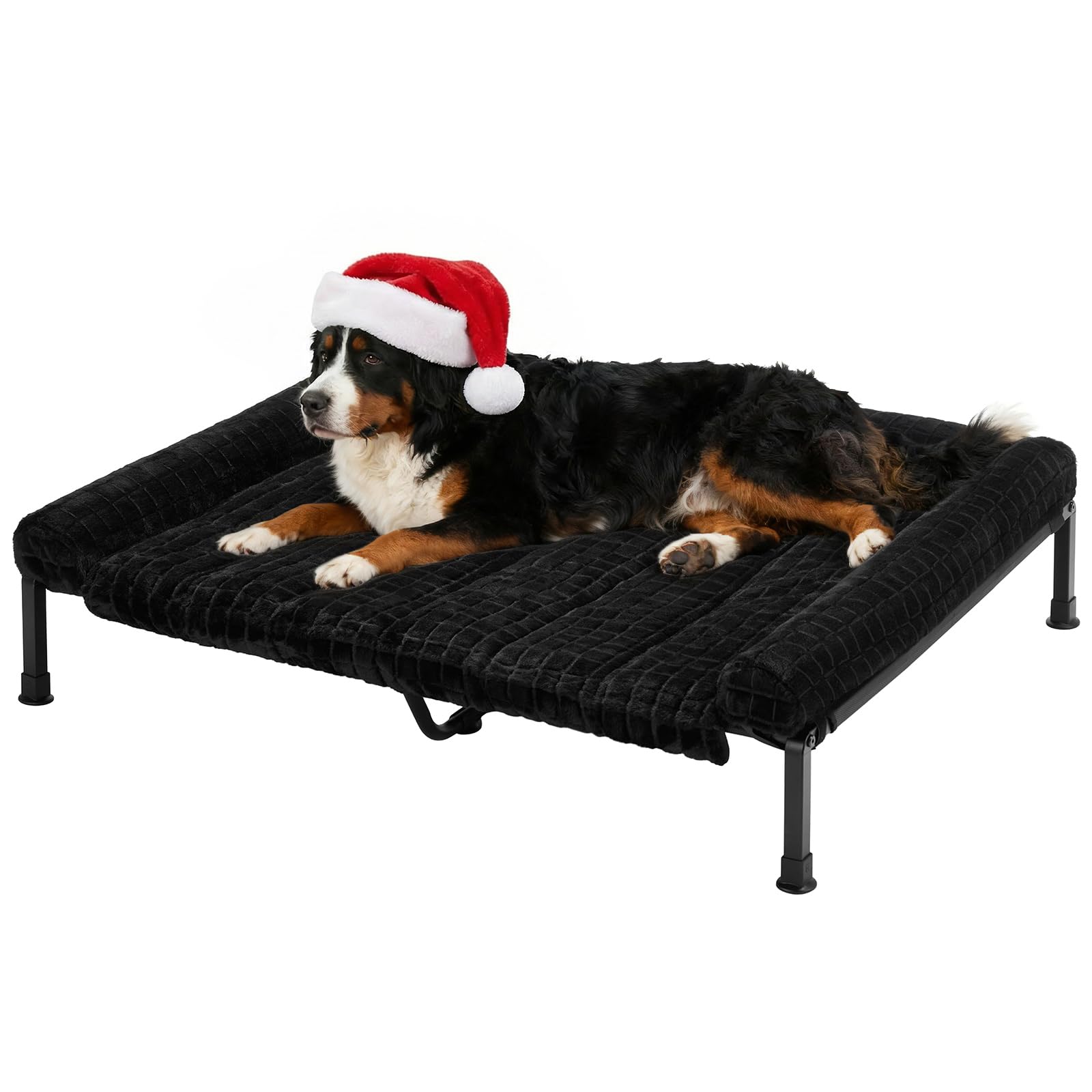 Veehoo Raised Dog Bed xl Washable for Large Dogs, Fluffy Elevated Dog Bed with Removable Bolster, Extra Large Outdoor Dogs Sofa Beds with Non-Slip Feet, Black 134 x 94 x 20 cm — image 1