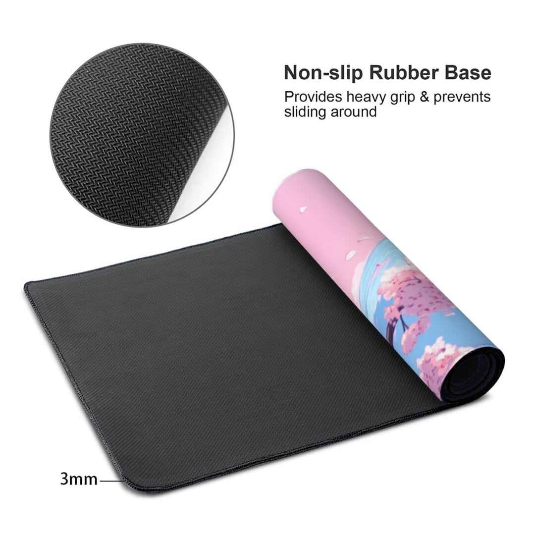 Tappetino Mouse XXL 1400x600x3mm Tappetino Mouse Giappone Gatto Impermeabile Tappetino Gaming Mouse Pad XXL Tappetino Scrivania, Base Antiscivolo Migliora Precisione e Velocità per Desktop/Ufficio