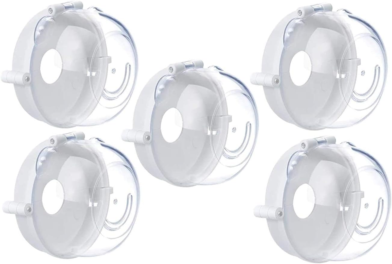 Gas Stove Knob Covers for Child Safety, Baby Proof Stove Oven Locks, Universal Kids Proof Stove Guard, Clear, Small Size - Pack of 5