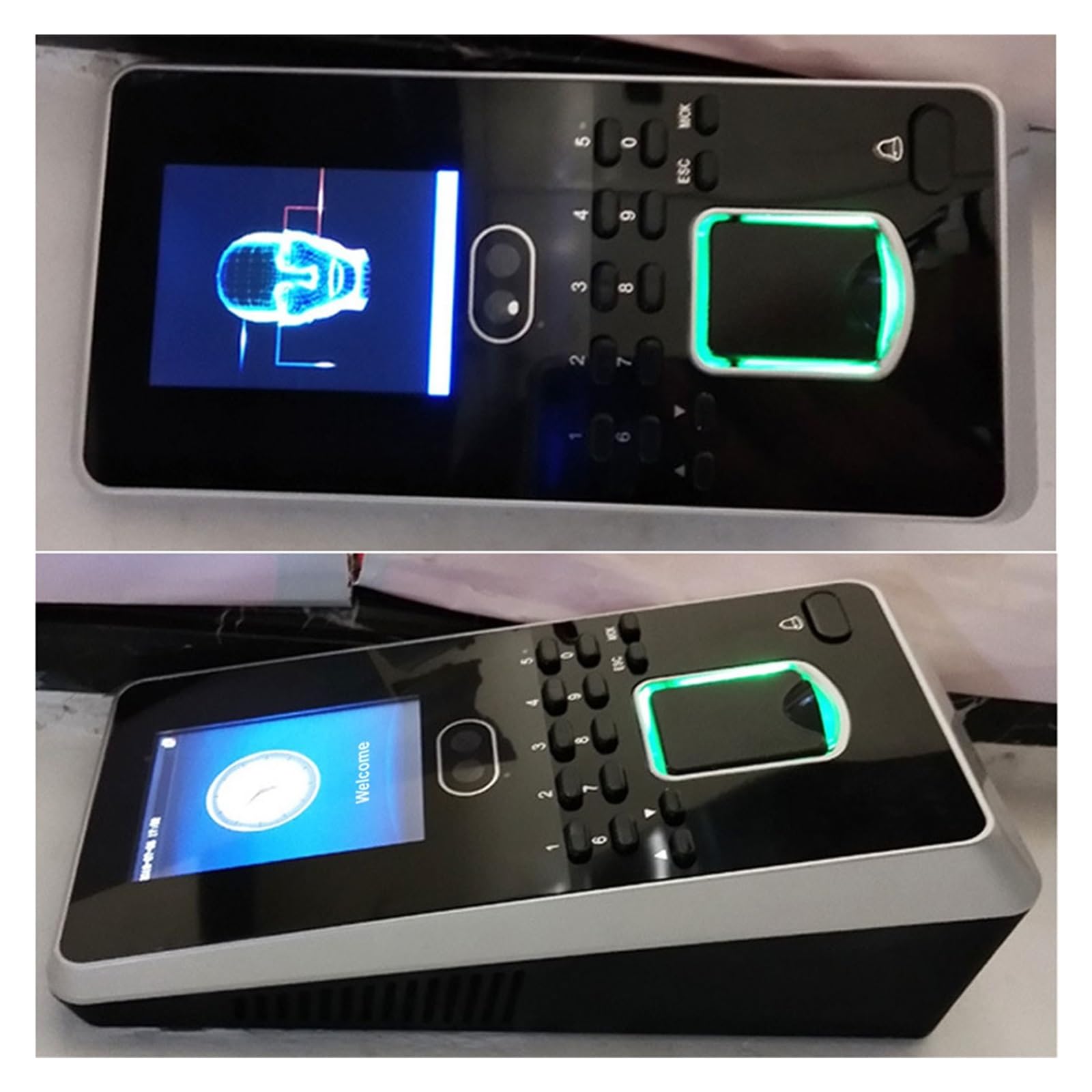Máquina de Fichaje, Iface3 Reconocimiento facial Tiempo de asistencia y control acceso con lector huellas dactilares Comunicación USB TCP/IP(Multibio800-IC,Arabic)