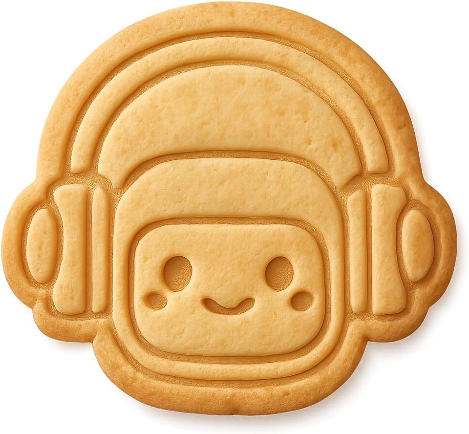 Retro Chibi Headphone Cookie Cutter & Stamp, Fondant & Clay - 4x3.7"