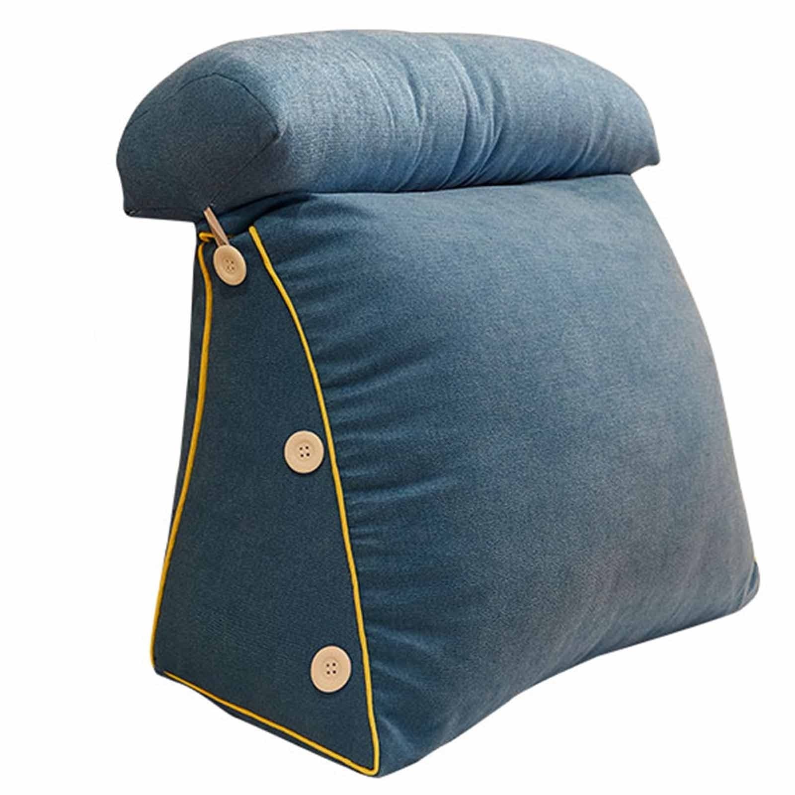 Lesekissen Keilkissen Plüsch-Dreieckskissen, Hüftstützkissen zum Lesen Arbeiten Bettsitzkissen (Color : Blue, Size : H50XW45XD22cm)
