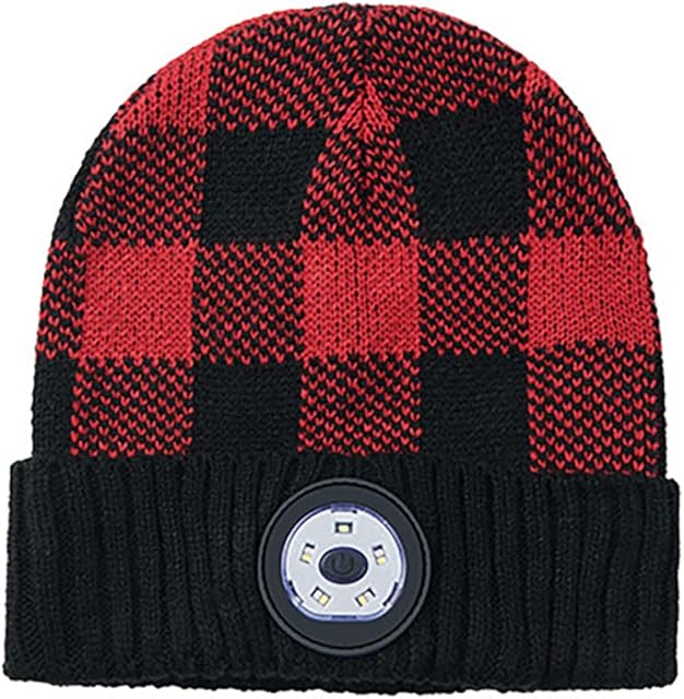 Rehomy Beanie Hat with LED Light UBS Rechargeable Winter Knitted LED Hat with Flashlight for Cycling Jogging
