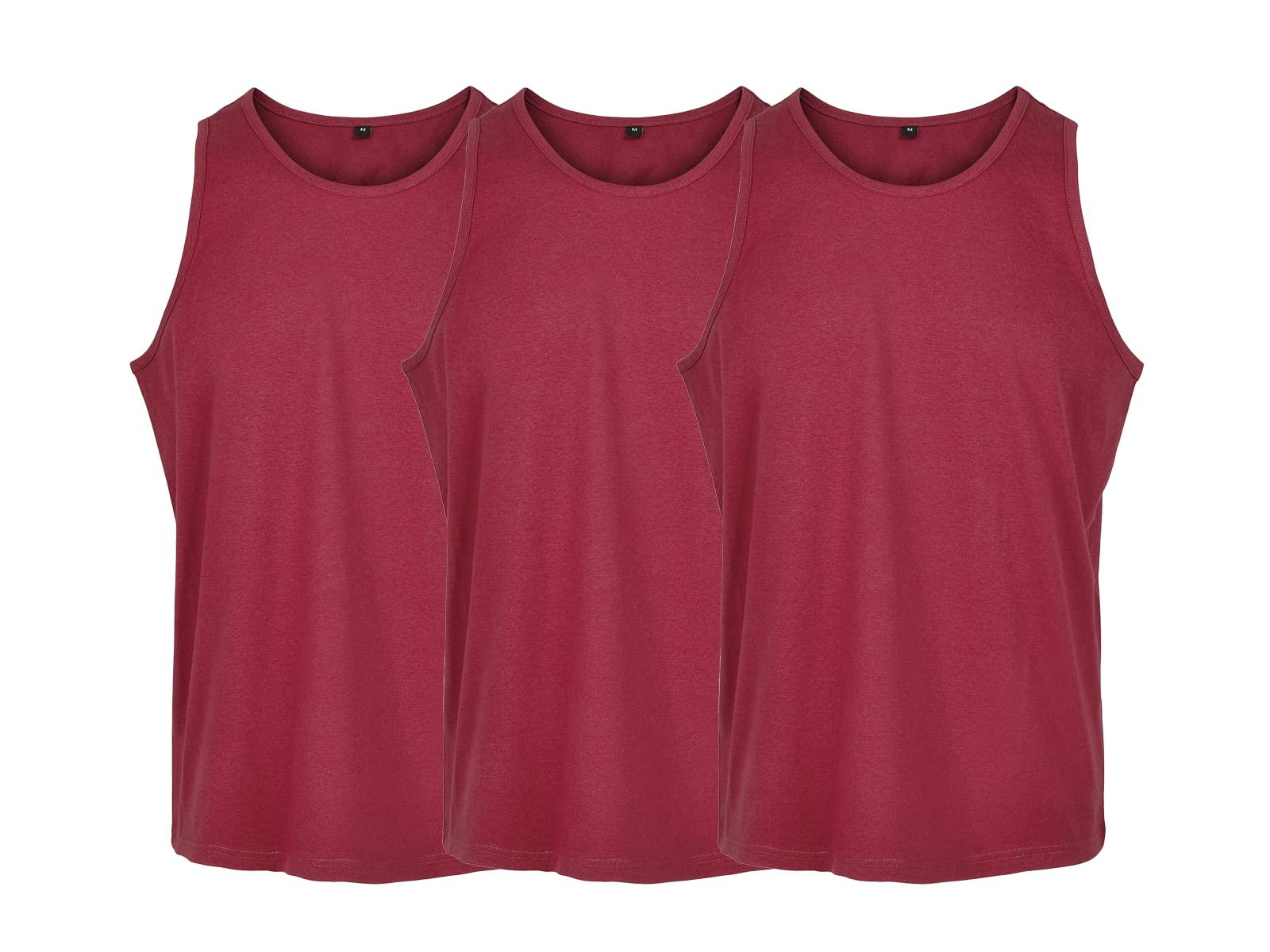Coozo Men's Burgundy Pack Of 3 Basic Tank Tops Vests - 2XL