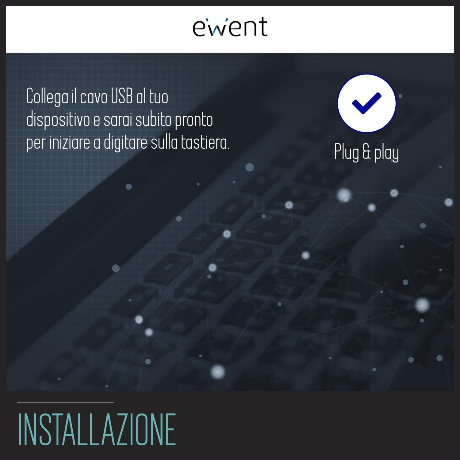 Ewent Tastiera Professionale USB Cablata, Layout Italiano QWERTY, Tastiera con filo per PC/Notebook/Laptop, Mac/Windows, nera