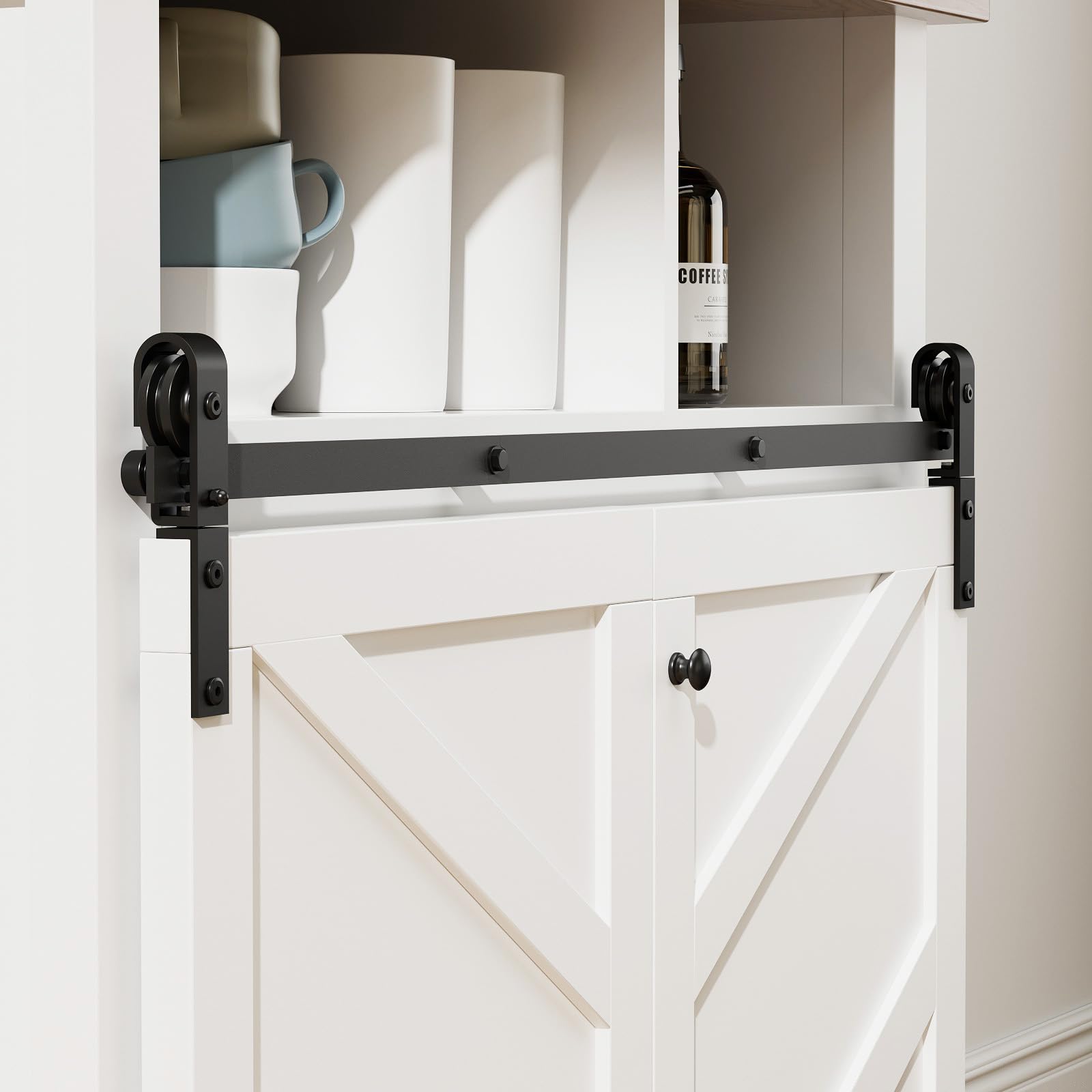 4FT/122CM Mini Herrajes Puertas Correderas Kit, pequeña de para armario, TV, armarios pequeños (Sin Puerta de Gabinete)
