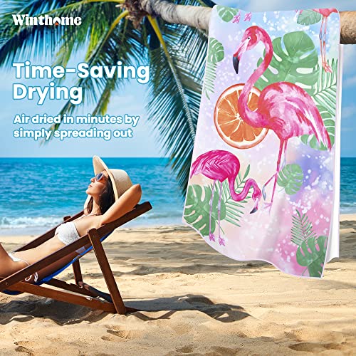 Winthome Microfiber Sand Free Beach Towel Thin Quick Fast Dry 35.4" X 70.8” Oversized Extra Large Lightweight Towels For Travel Sports Pool Swimming Bath Camping Yoga Girls Women Adults #TOP4