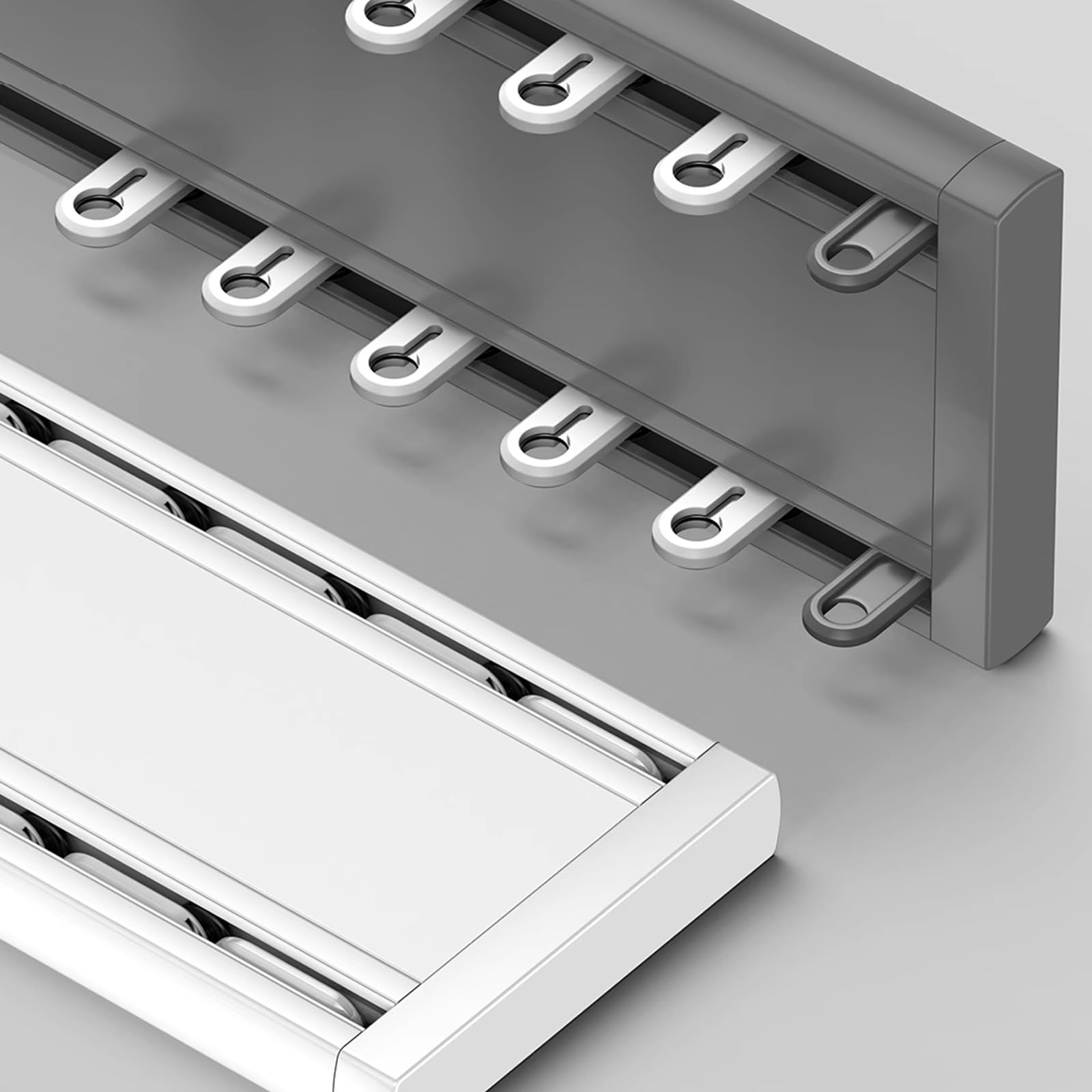 Système de rail de rideau de plafond – Tringle en aluminium blanc à 2 canaux avec glissières lisses, design personnalisable pour rideaux modernes, 4,7 m, idéal pour une utilisation en intérieur