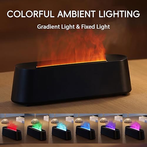 Miniatura 3 de Difusor de aceite esencial, difusor de aromaterapia con llama de fuego de chimenea, humidificador de niebla fría de 8.5 fl oz, difusor de aroma